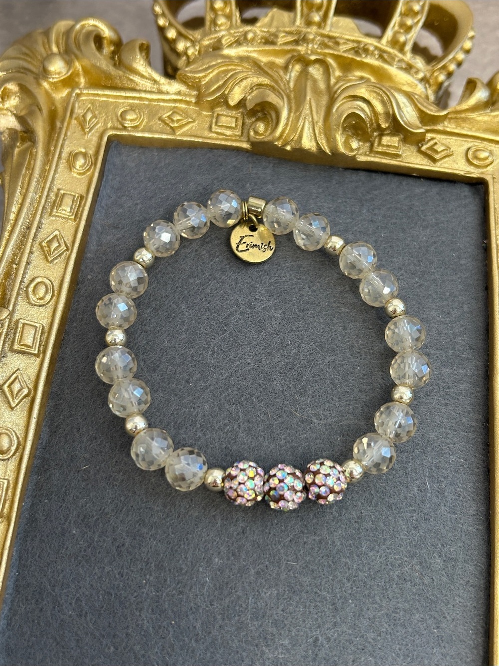 Erimish Crystal Beaded Stretch Bracelet in Iridescent Clear